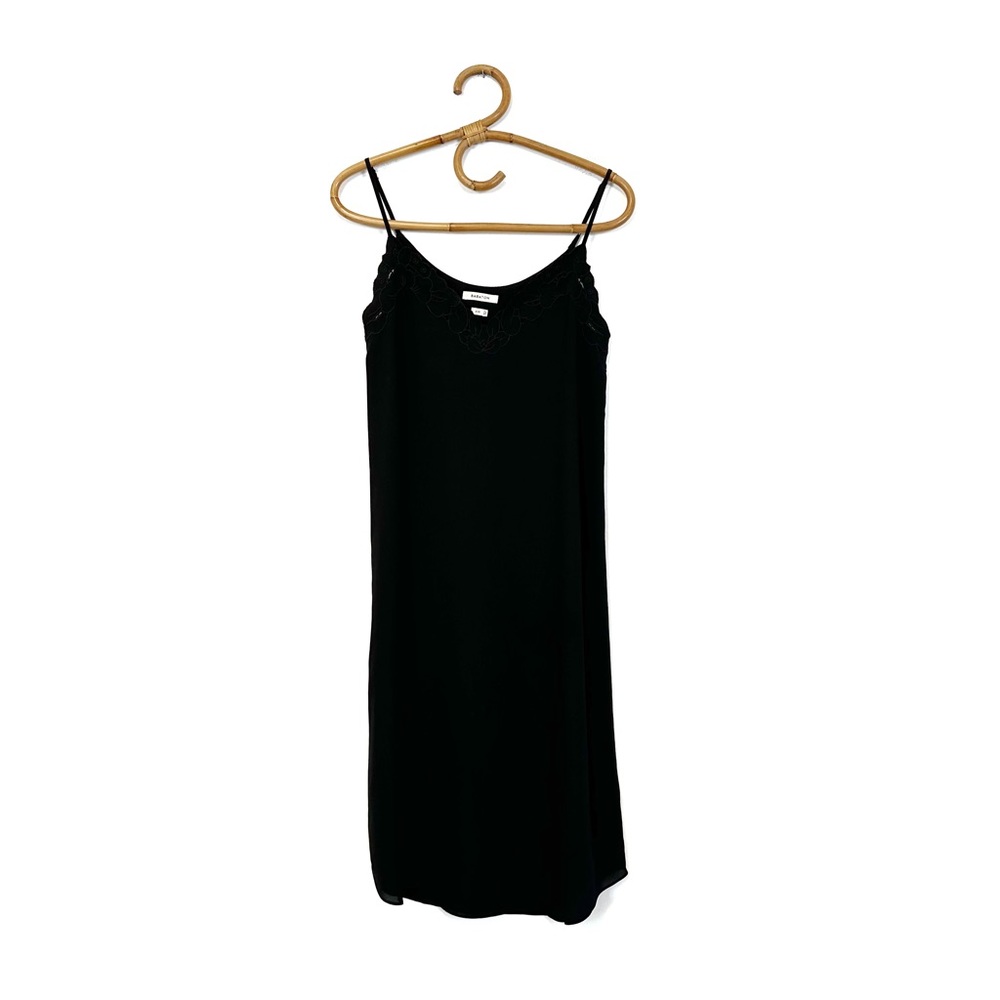 Aritzia | Babaton | Black Slip Dress Eyelet Embroidered Neckline Size XXS
